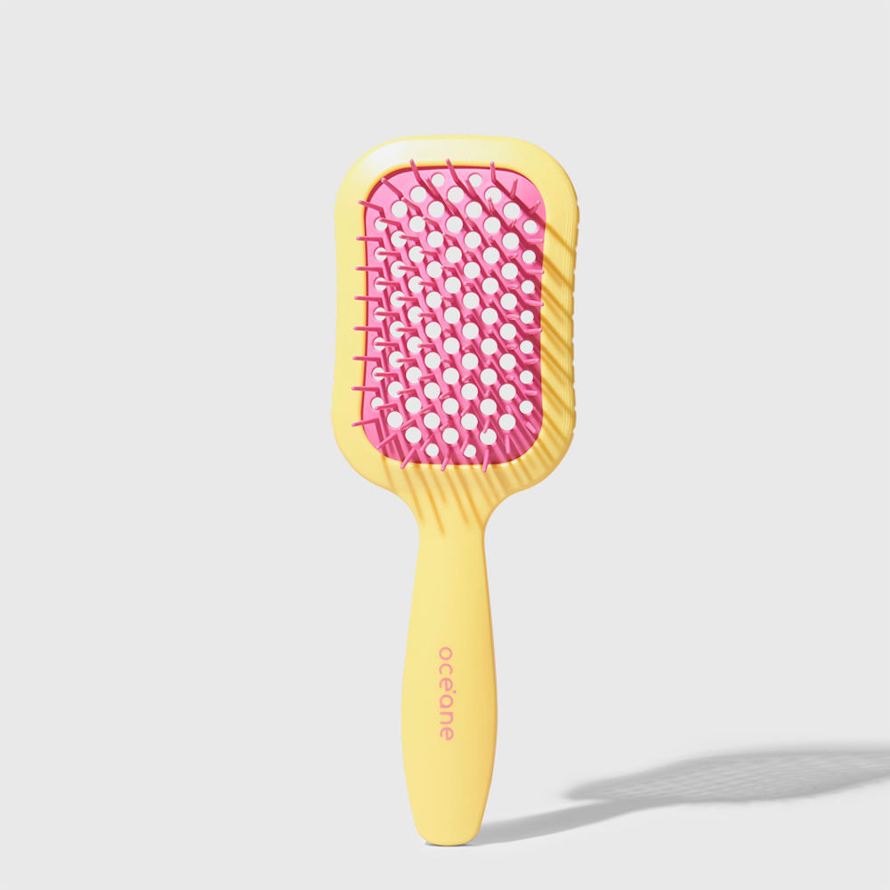 Escova De Cabelo Océane Joy Brush Raquete Vazada Amarelo
