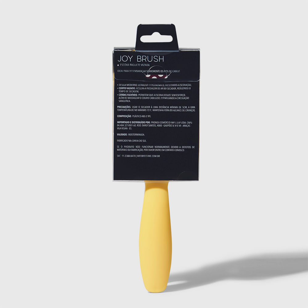 Escova De Cabelo Océane Joy Brush Raquete Vazada Amarelo