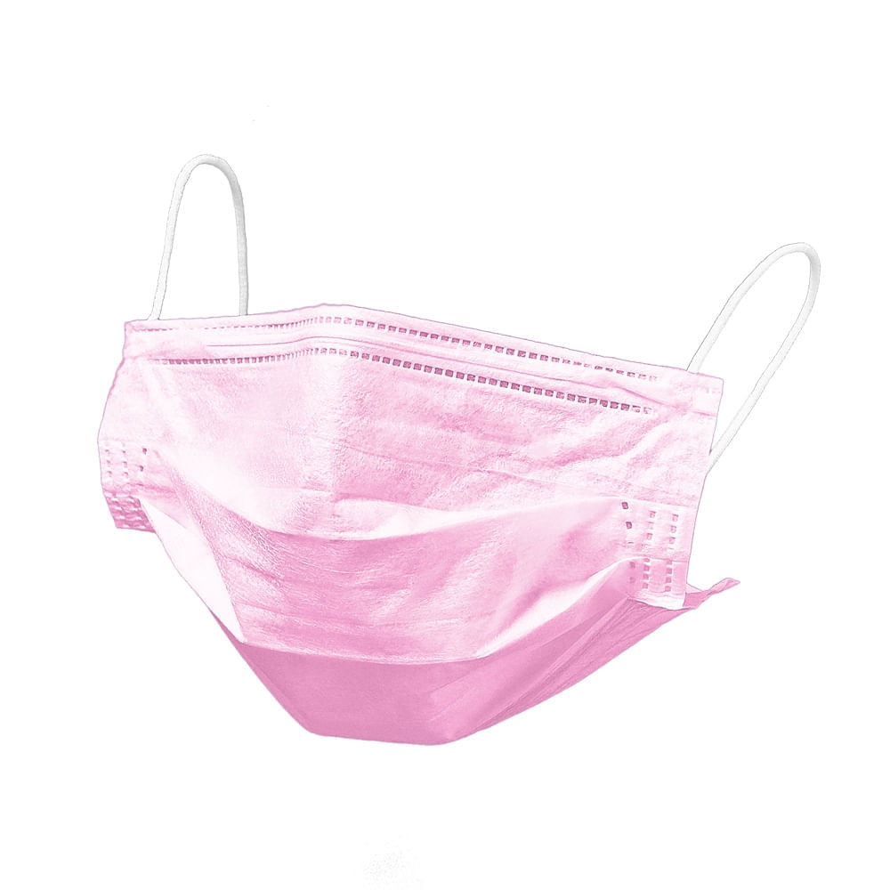 Máscara de Proteção Infantil Descartável 3 Camadas Rosa Cx com 50UN Multi Saúde HC654