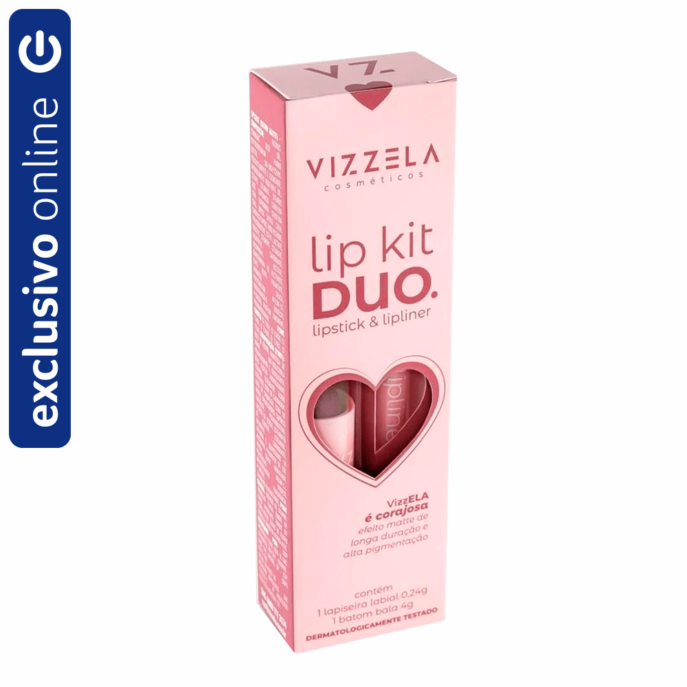 Batom E Lapiseira Labial Vizzela Lip Kit Duo 02 Corajosa
