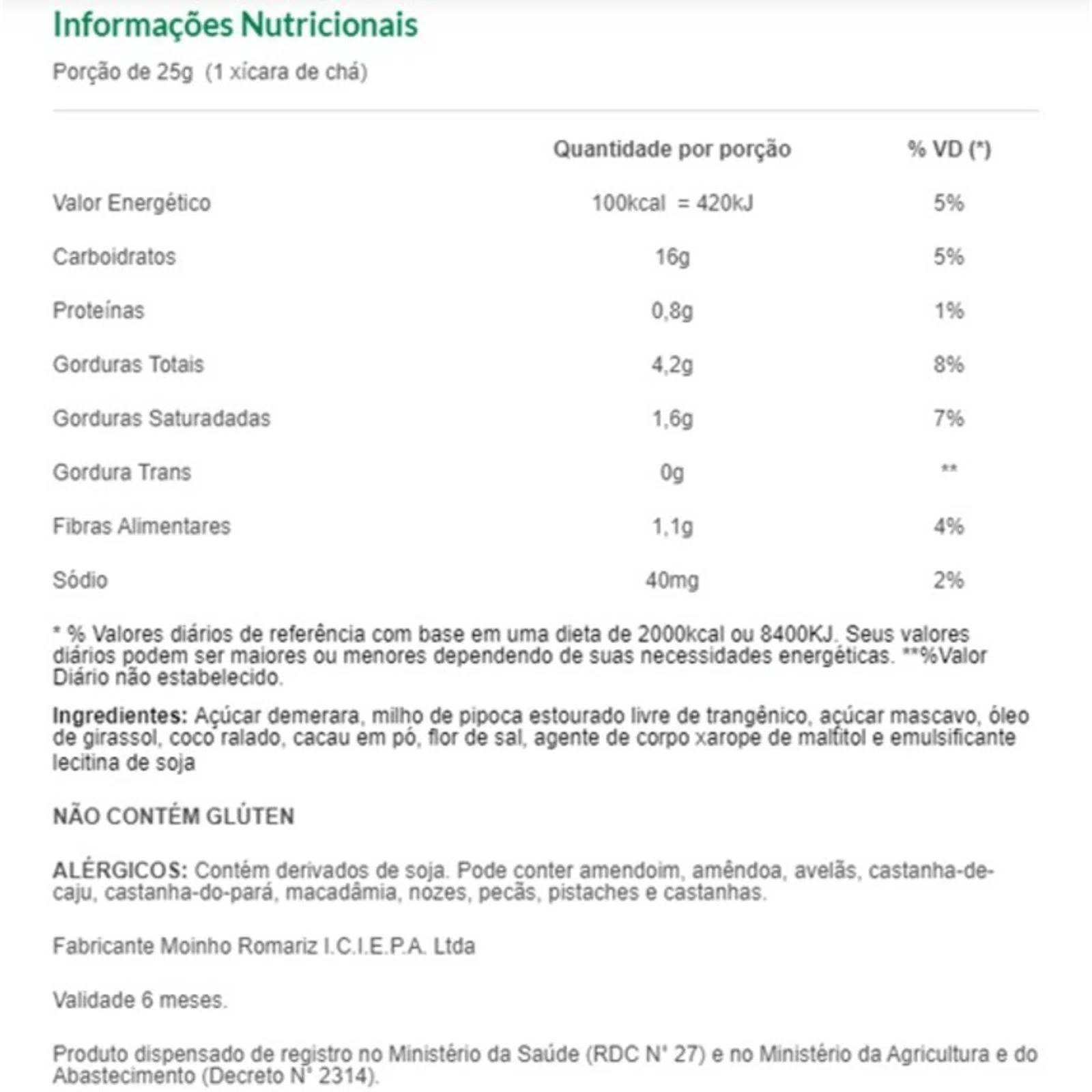 Kit Pipoca Pronta Cacau E Coco Mundo Verde 150g 12 Unid