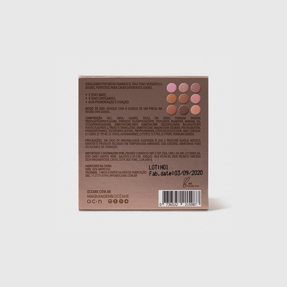 Paleta de Sombras Océane Nádia Tambasco To Go Nude 7,2g