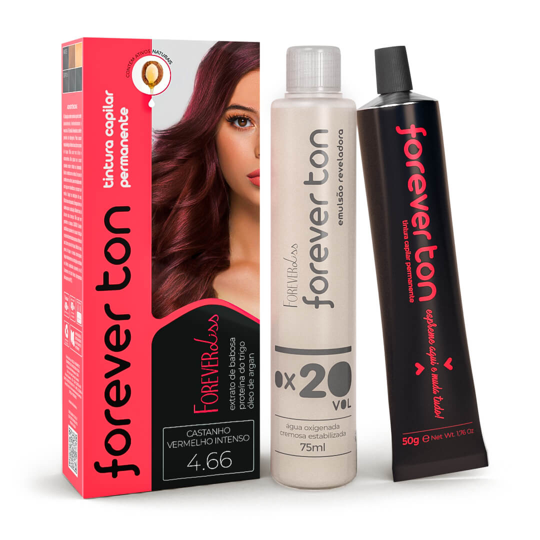Tinta De Cabelo Forever Ton 6.6 Borgonha Castanho Vermelho Intenso