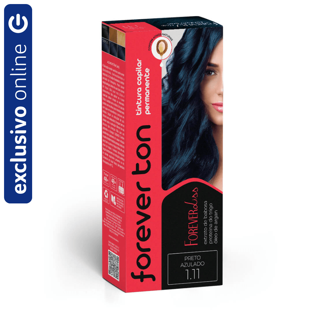 Tinta De Cabelo Forever Ton 1.11 Preto Azulado