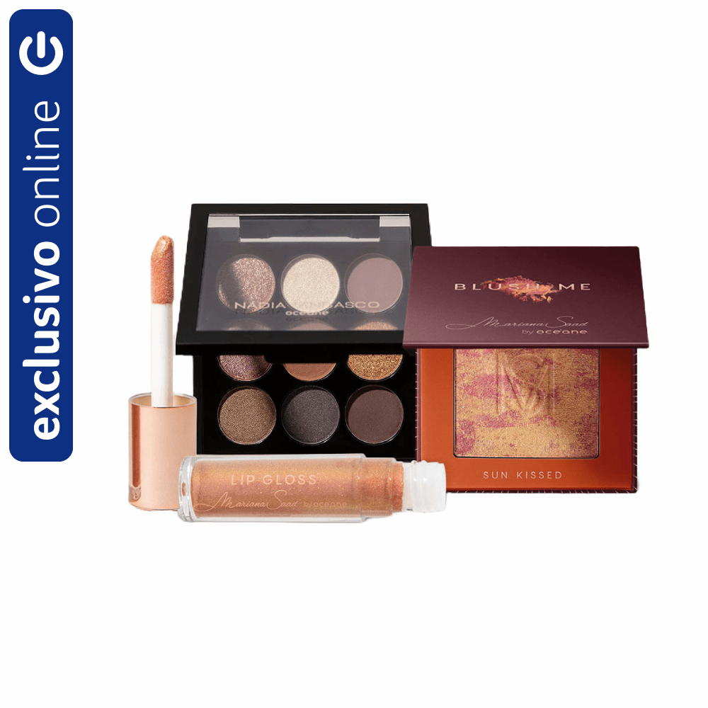 Kit Océane Paleta De Sombras + Blush Sun Kissed + Brilho Labial Sunset