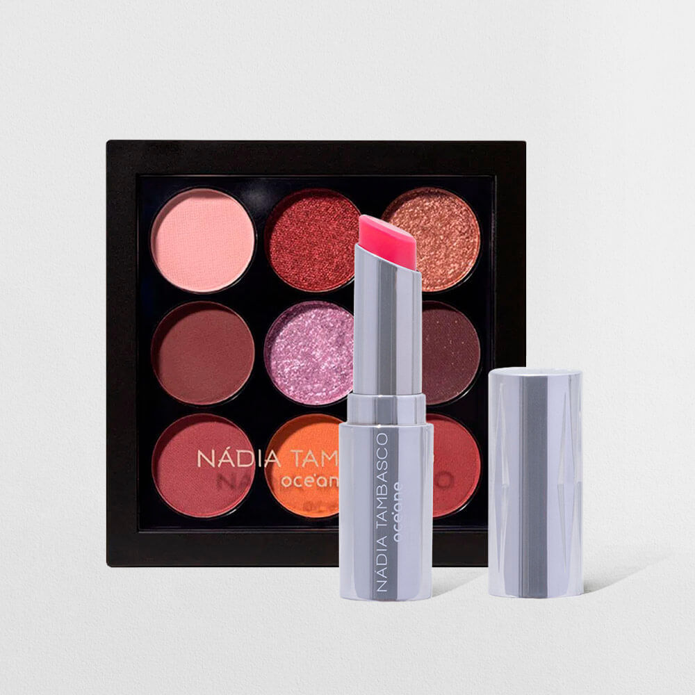 Kit Nádia Tambasco By Océane Paleta De Sombras + Revitalizador Labial Rosa