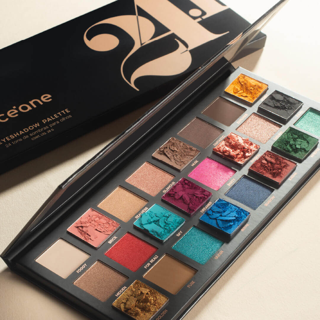 Kit Océane Paleta De Sombras 24.1 Cores + Pincel Para Sombra Ocn8