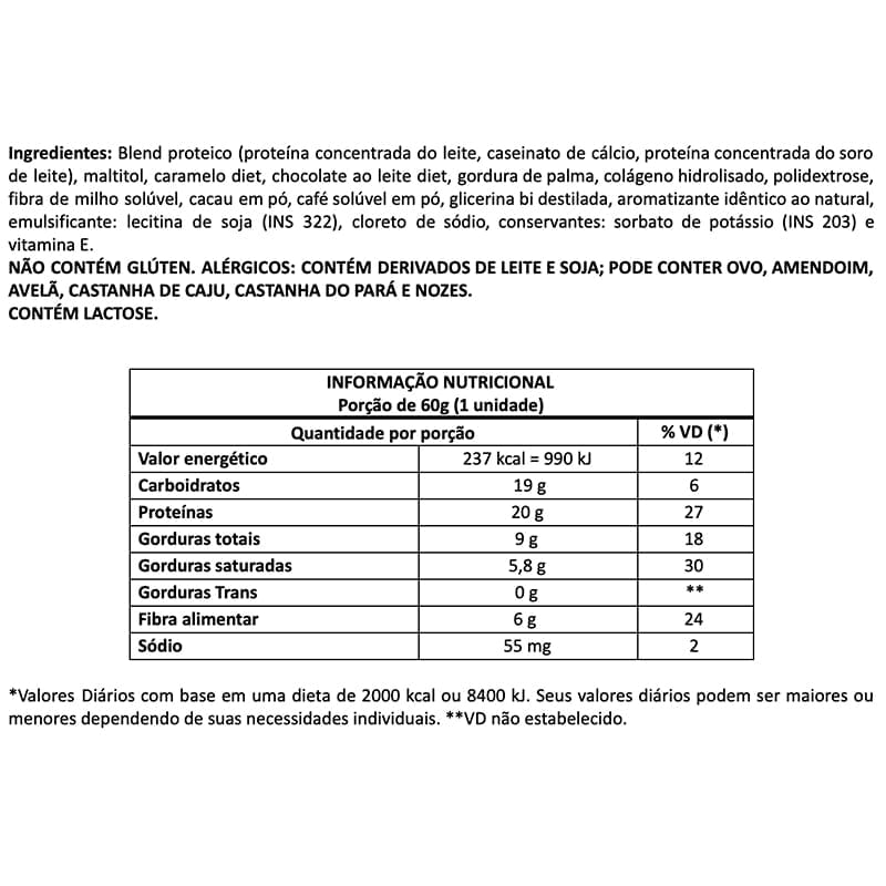 Barra De Proteína Bold Café E Doce De Leite 60g