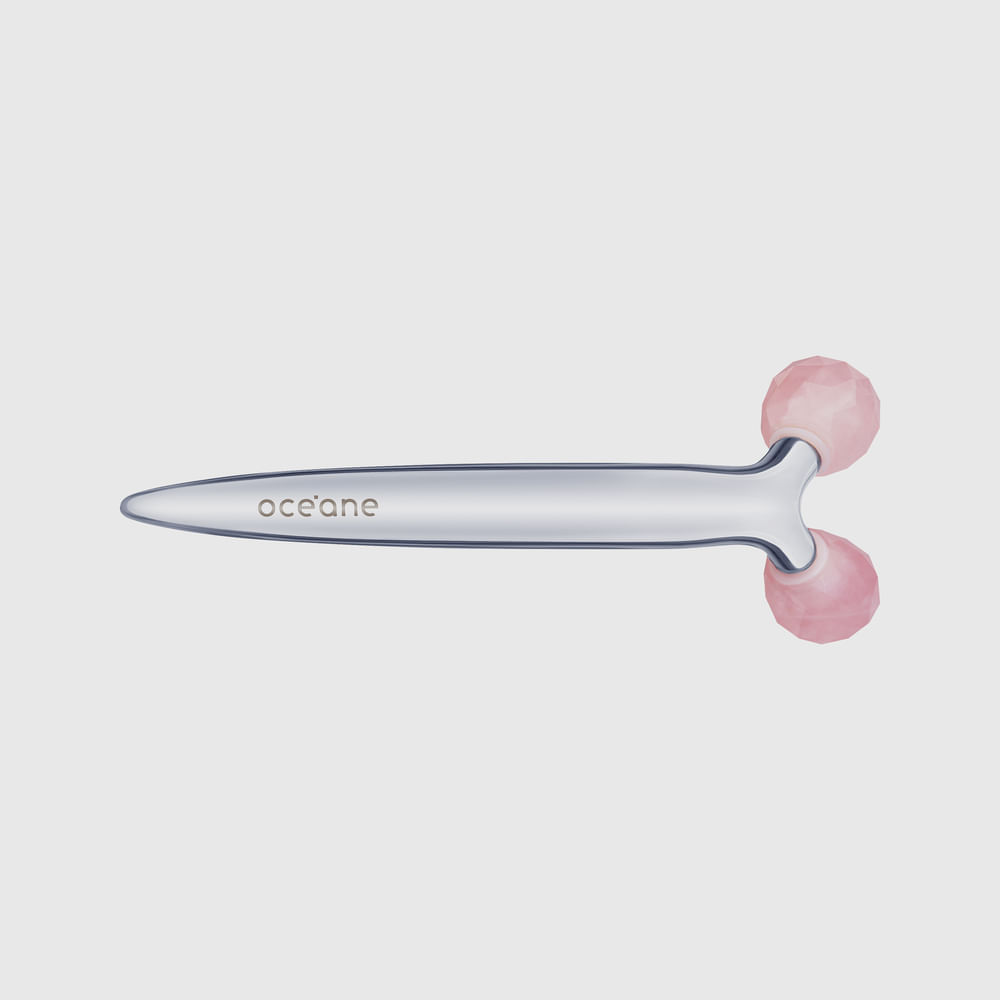 Kit Massageador Facial 3D De Quartzo Rosa + Gel Hidratante Facial Com Extrato De Pérola