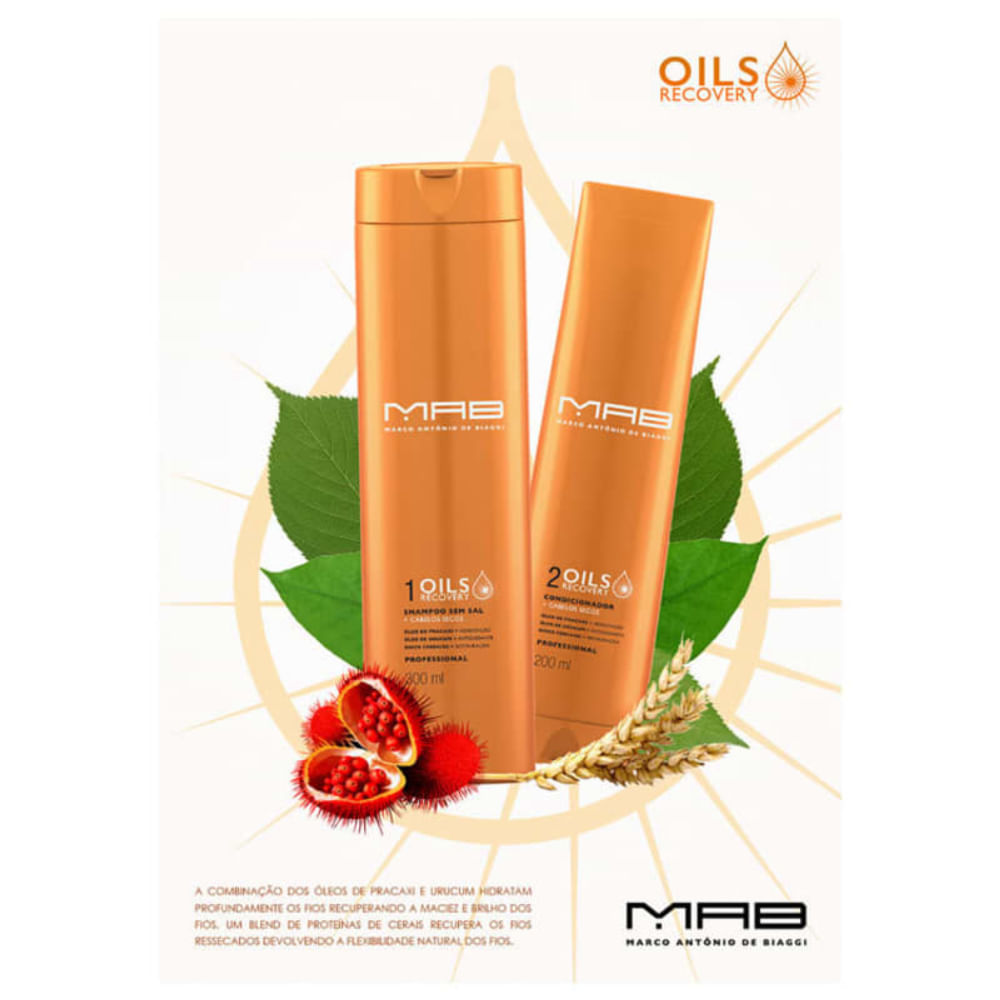 Shampoo Sem Sal MAB Marco Antônio De Biaggi Oils Recovery 300Ml