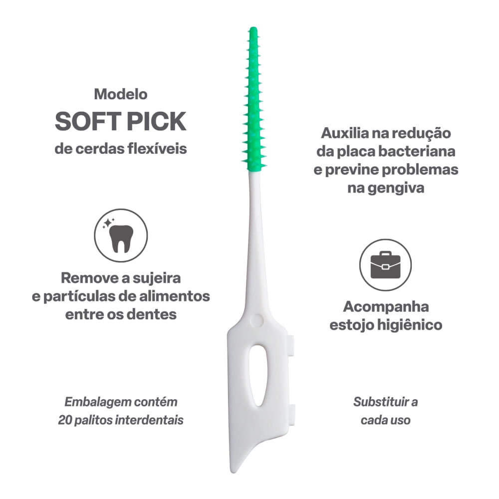 Palitos Interdentais Soft Picks 20 unidades Clear Up Multi Saúde HC601