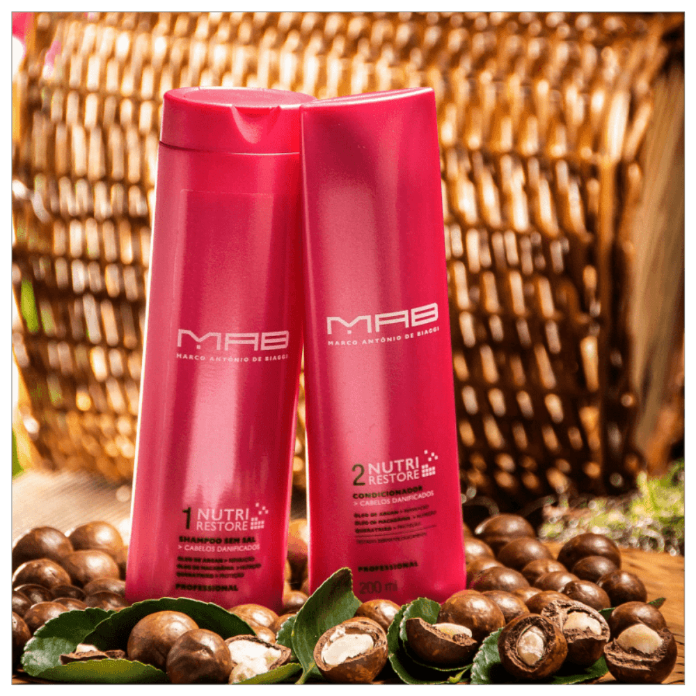 Shampoo Sem Sal MAB Marco Antônio de Biaggi Nutri Restore 300Ml
