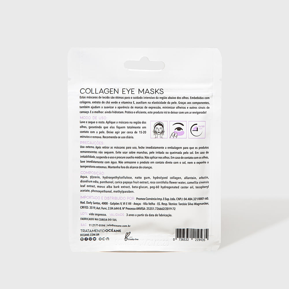 Máscara Para Olhos com Colágeno Collagen Eye Mask 30 Un.