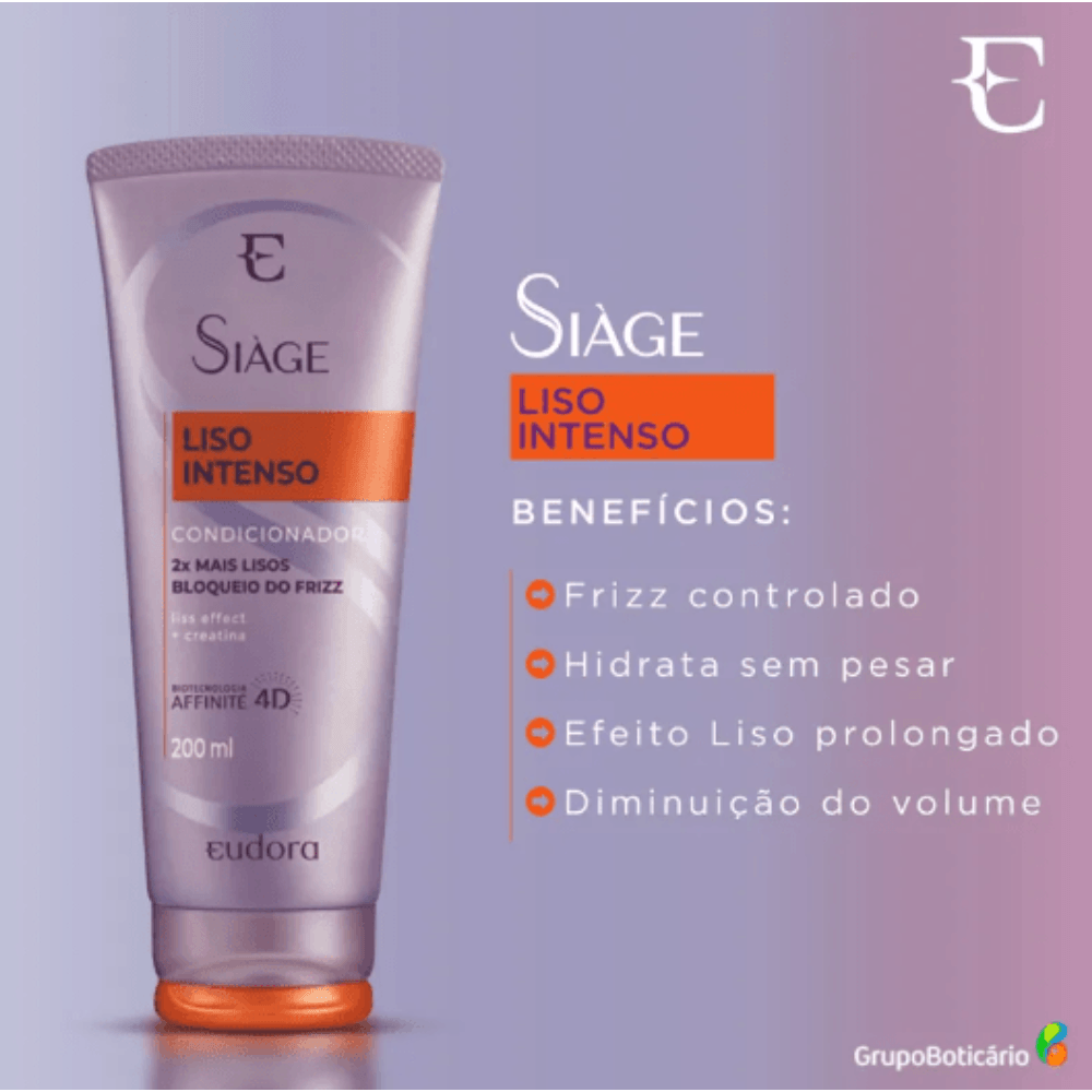 Condicionador Eudora Siàge Liso Intenso 200ml