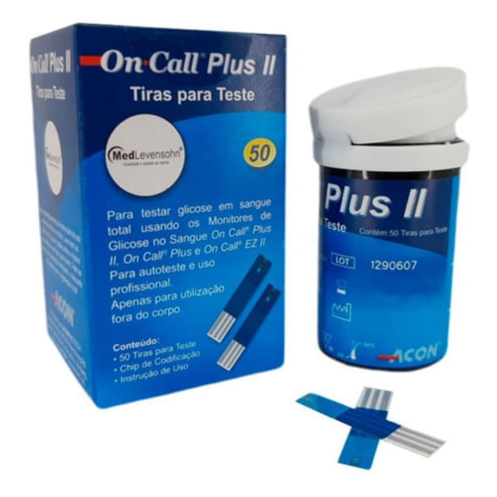 Kit Medidor de Glicose On Call Plus 2 +50 Tiras +100 Lancetas +caneta -  Material Médico - Artigos Hospitalares