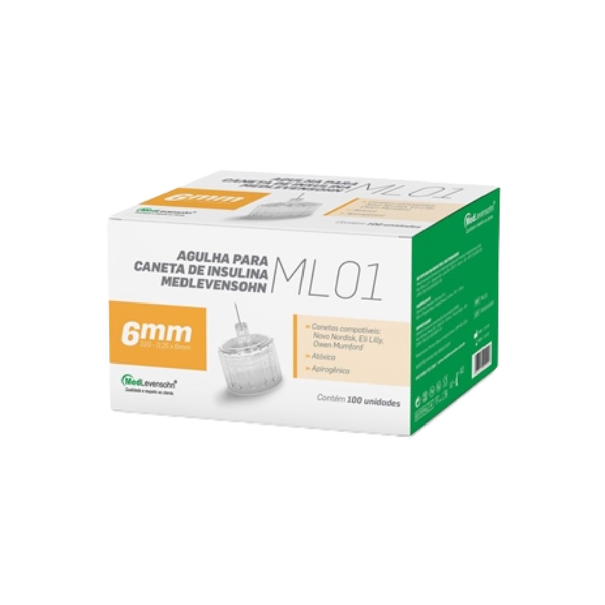 Kit com 3 Caixas de Agulha Caneta Insulina 6mm MedLevensohn