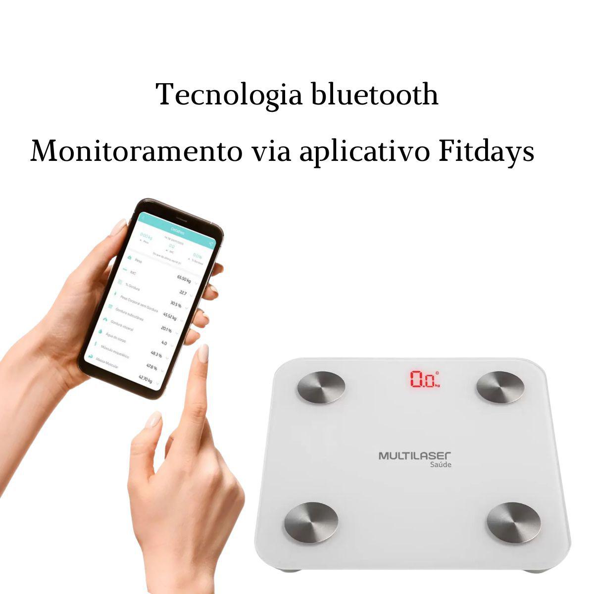 Balança Bluetooth Bioimpedância Multilaser BioHealth