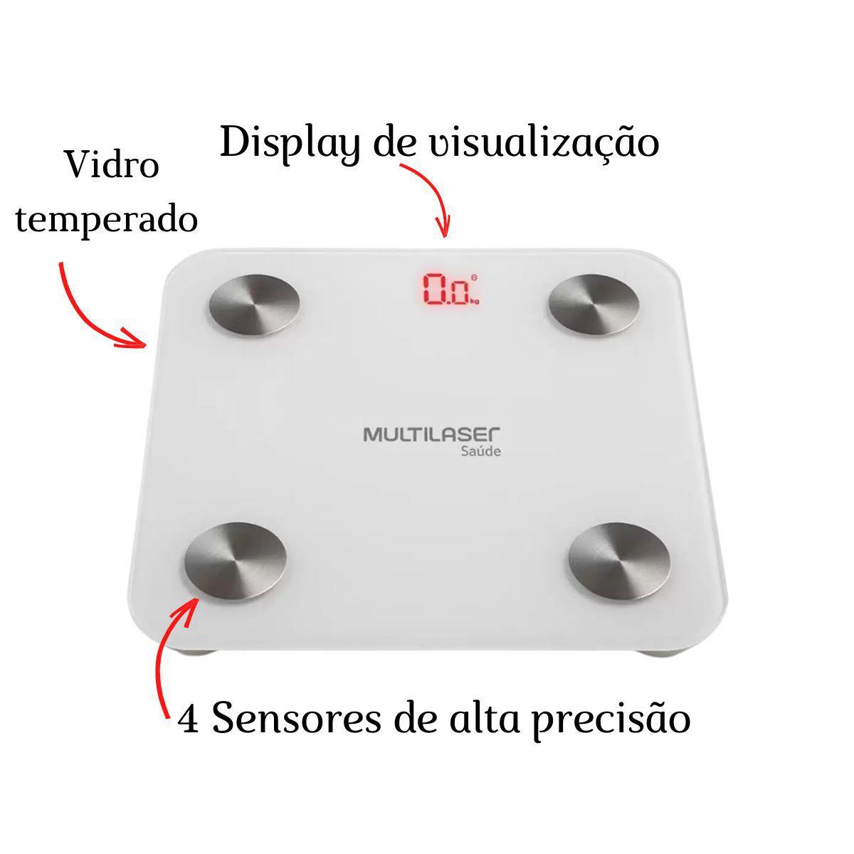Balança Bluetooth Bioimpedância Multilaser BioHealth