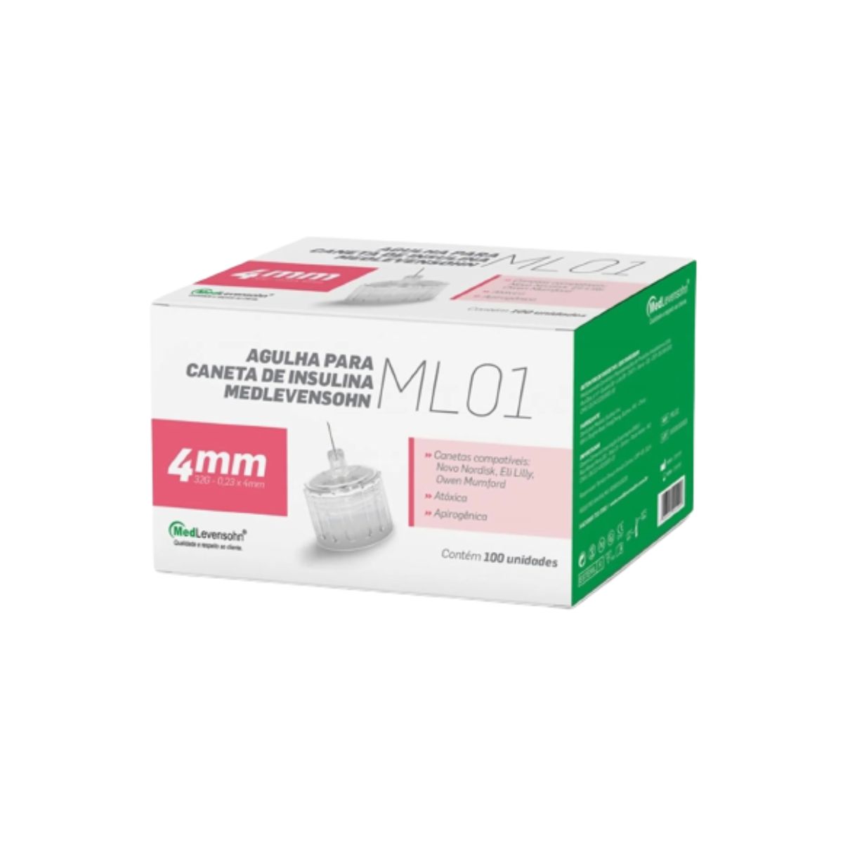 Kit 3 Caixas Agulha Caneta Insulina 4mm Medlevensohn