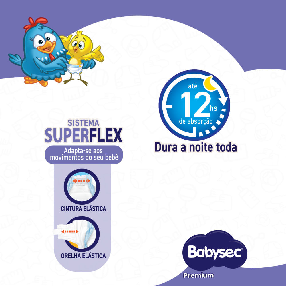 Fralda Babysec Galinha Pintadinha Premium XXG com 24 Unidades