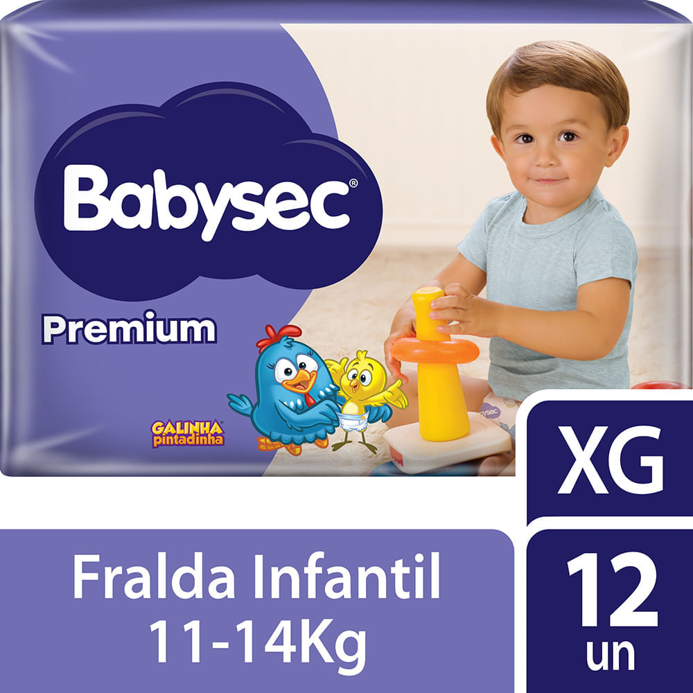 Kit Fralda Babysec Premium Xg com 72 Unidades