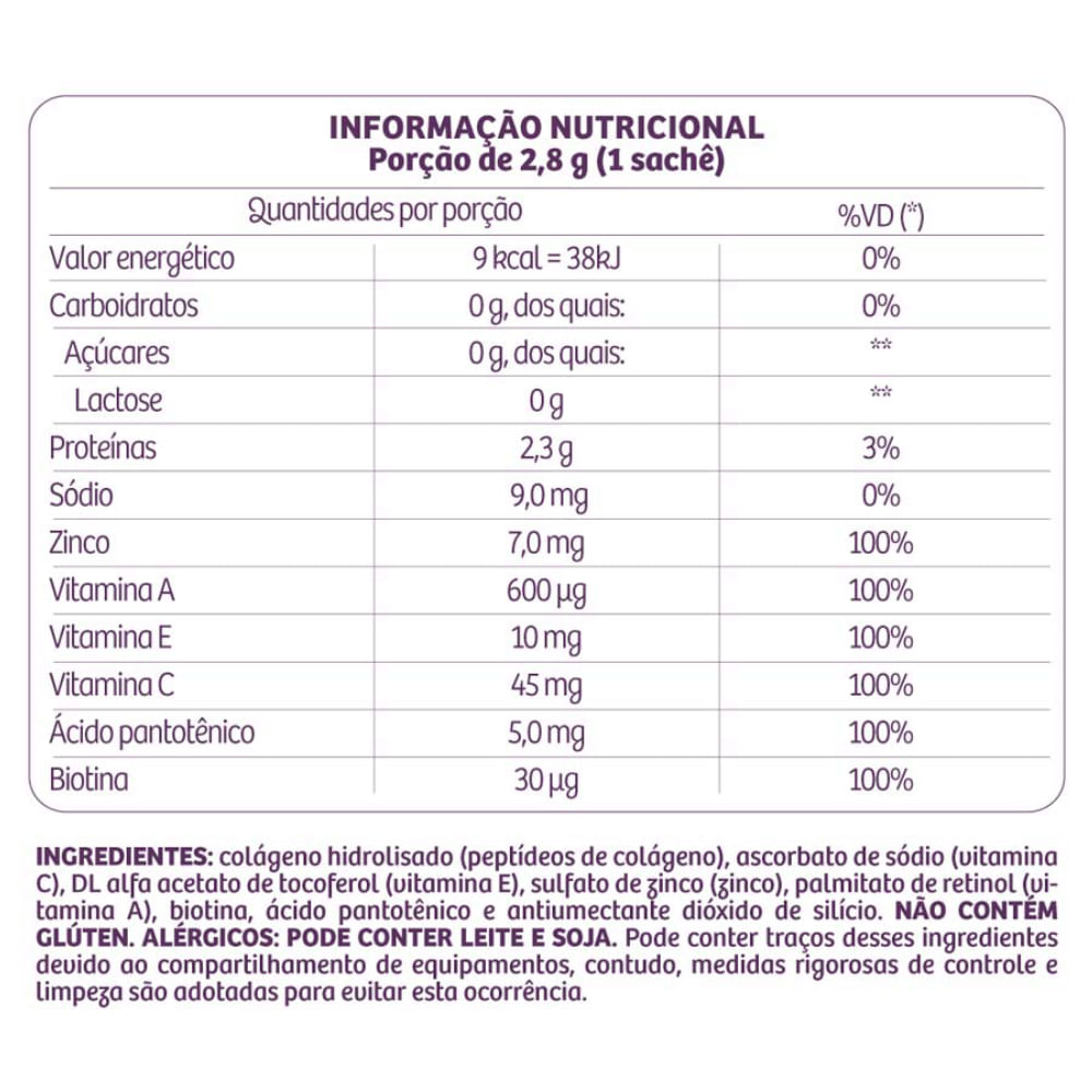 Colágeno Hidrolisado Verisol® Neutro Sanavita 30 Sachês (2,8g cada)