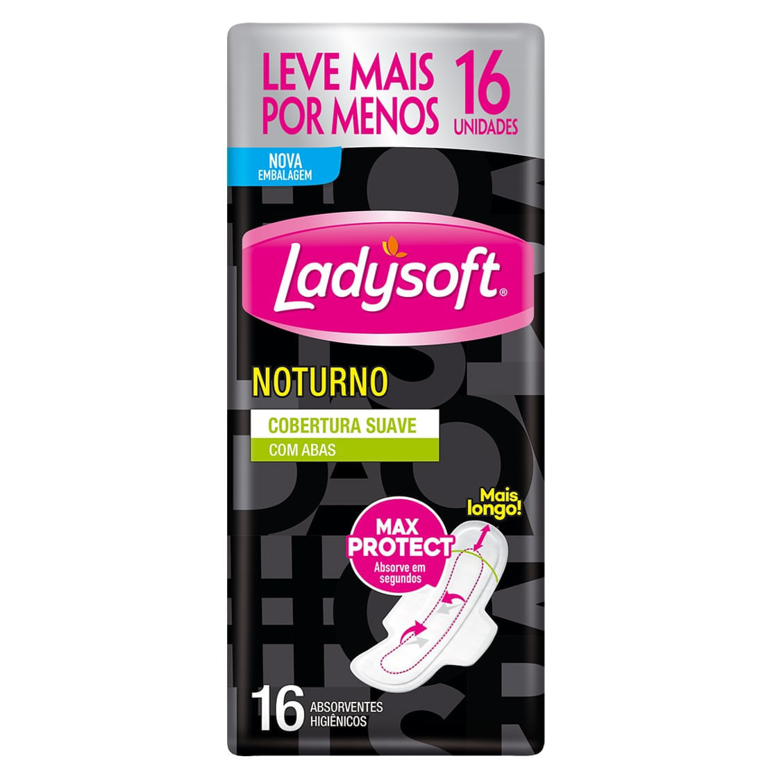 Kit Absorvente Ladysoft Noturno Suave Com Abas 48 Unidades