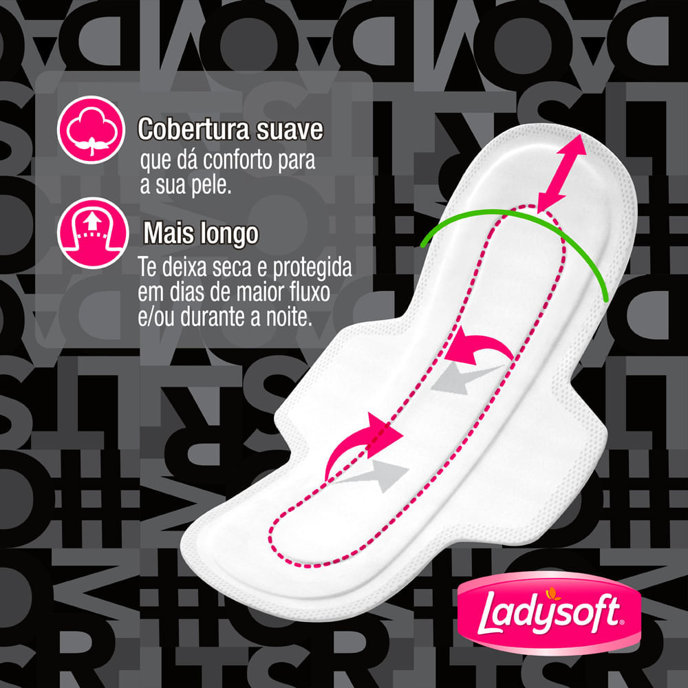 Kit Absorvente Ladysoft Noturno Suave Com Abas 48 Unidades
