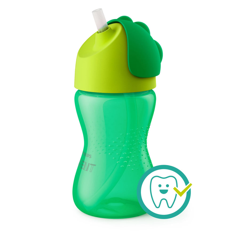 Copo com Canudo Curvado 300ml Philips Avent - SCF798/01 - Verde