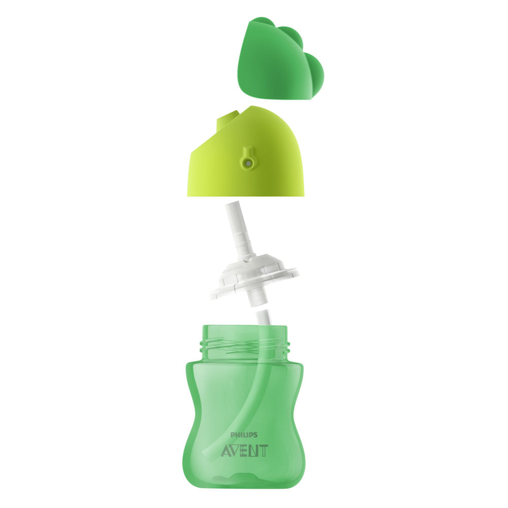 Copo com Canudo Curvado 300ml Philips Avent - SCF798/01 - Verde