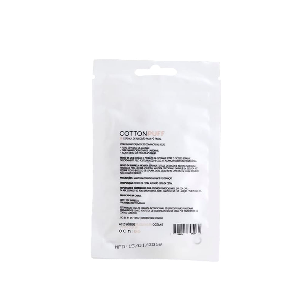 Esponja de Algodão Para Pó Facial Cotton Océane