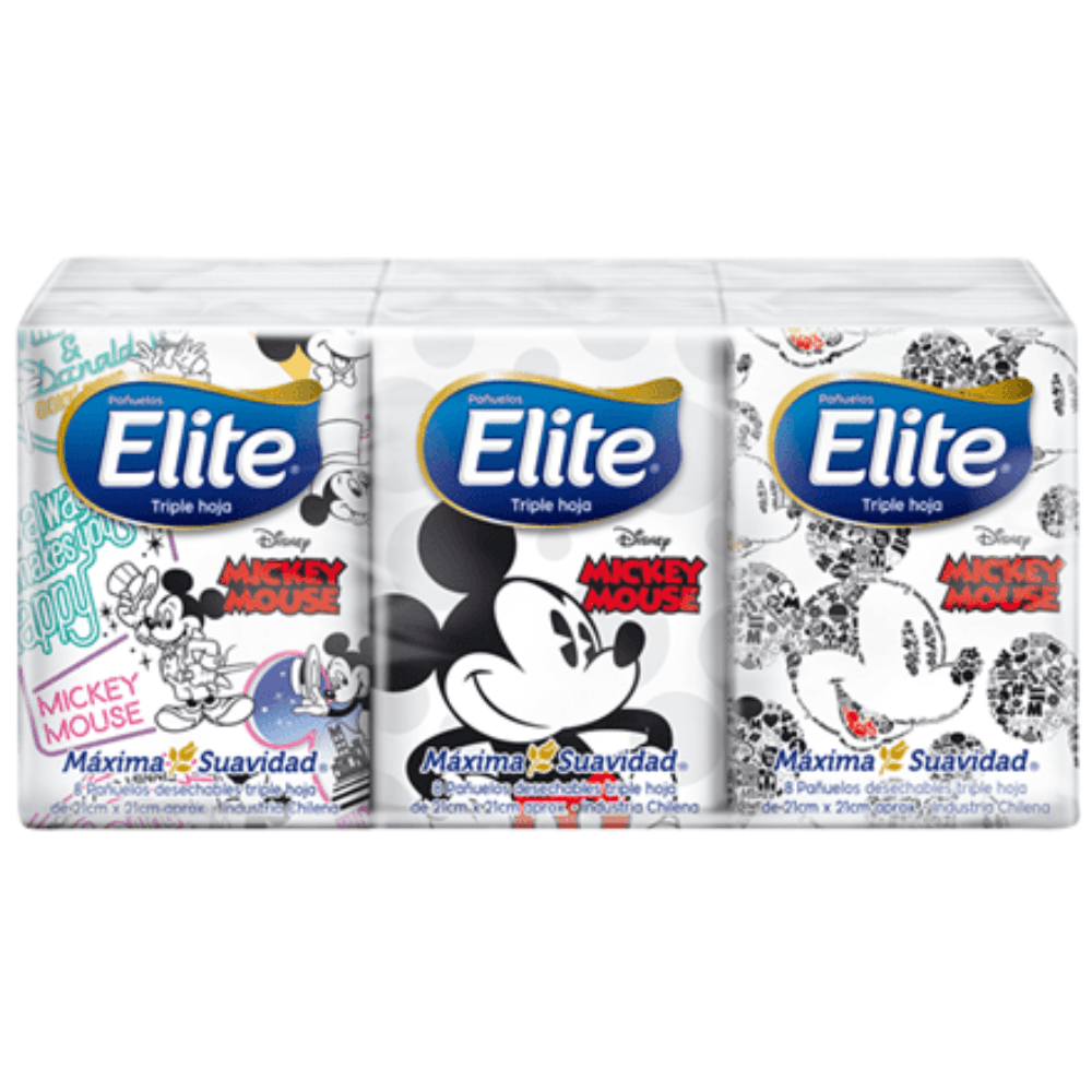 Lenço De Papel Elite Disney 30 Pacotes Com 8 Folhas Triplas
