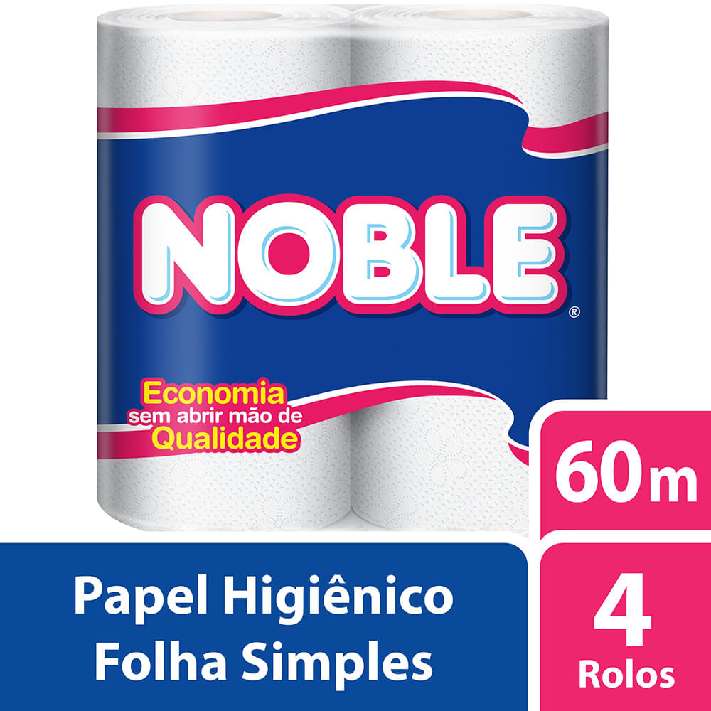 Papel Higiênico Folha Simples 60m Noble Com 4 Rolos