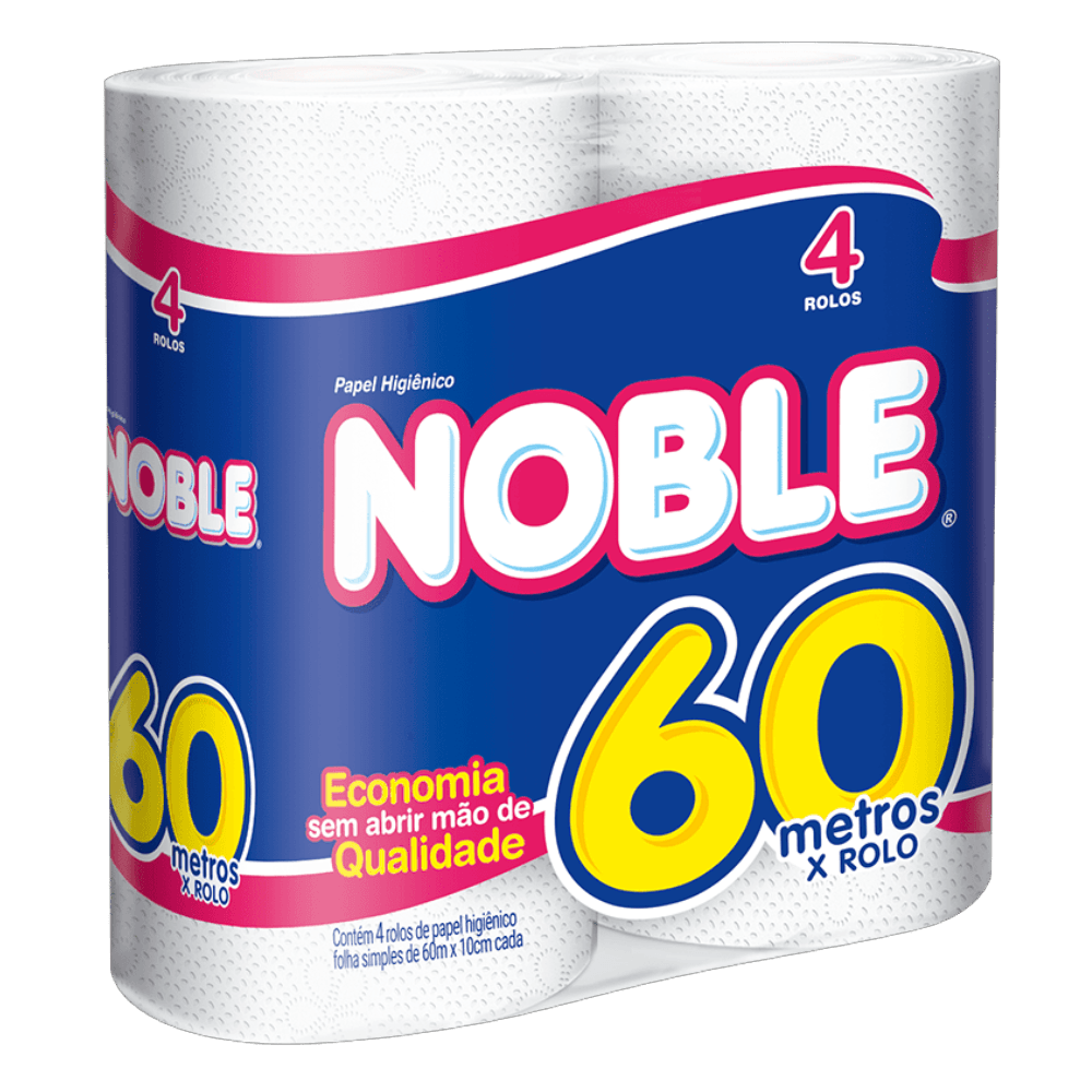 Papel Higiênico Folha Simples 60m Noble Com 4 Rolos