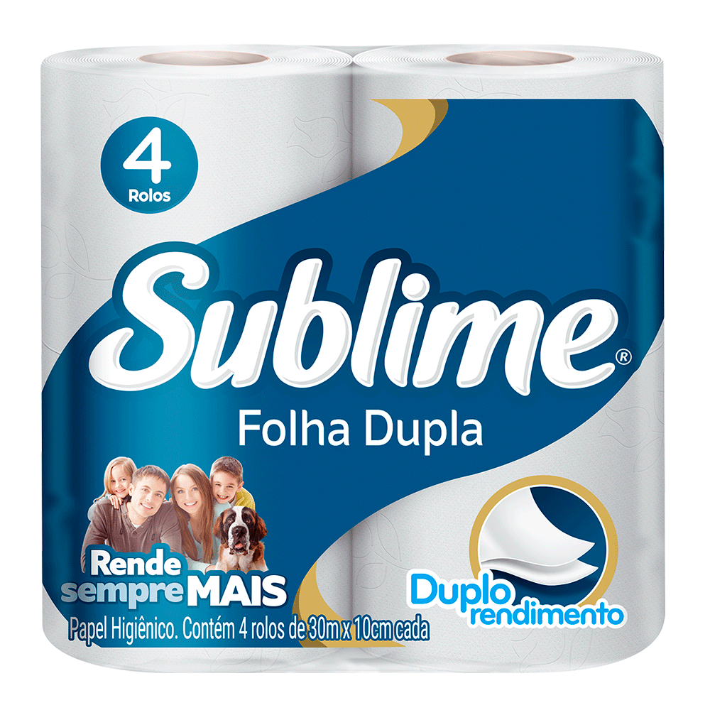 Papel Higiênico Folha Dupla 30m Sublime com 8 Rolos