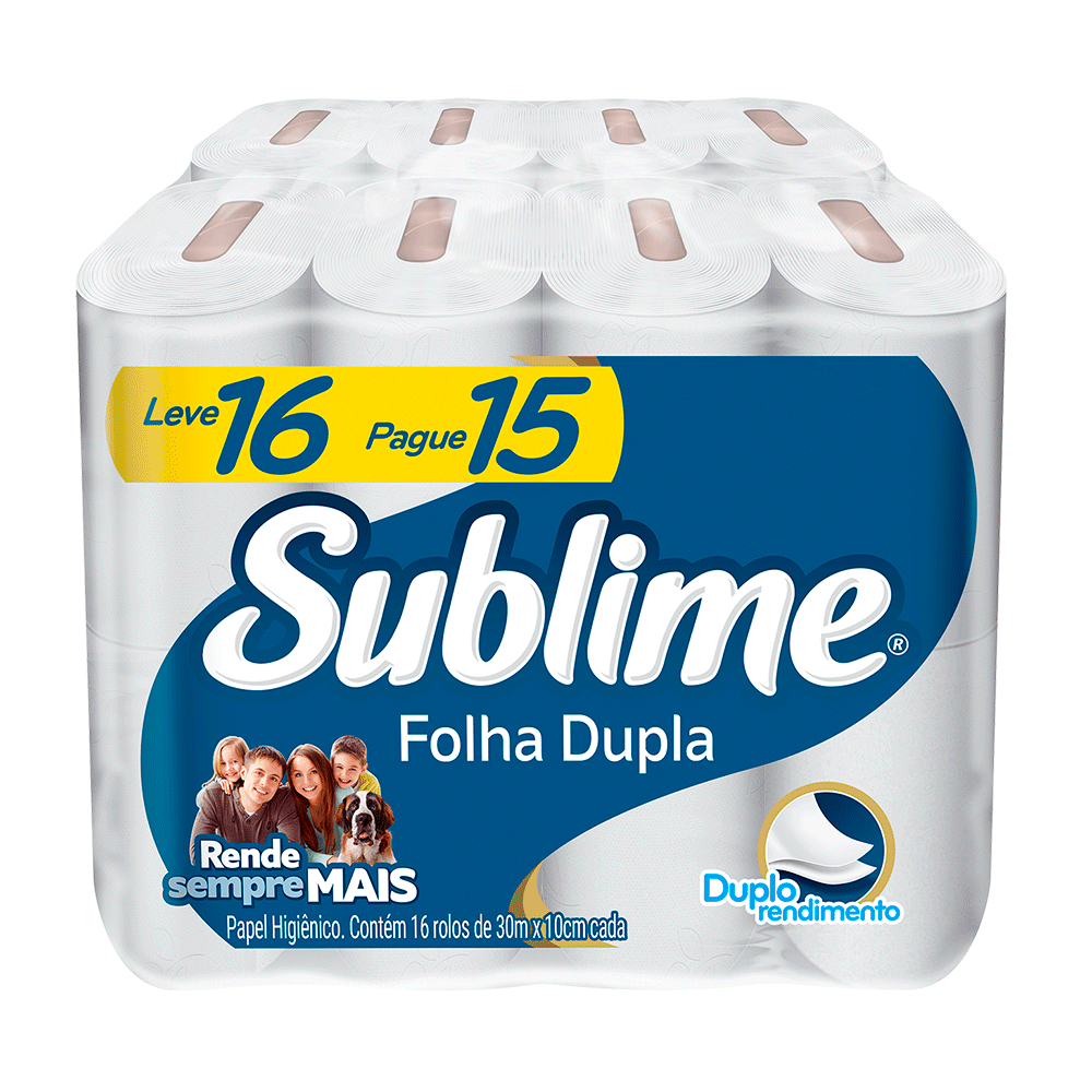 Kit Papel Higiênico Folha Dupla 30m Sublime com 32 Rolos