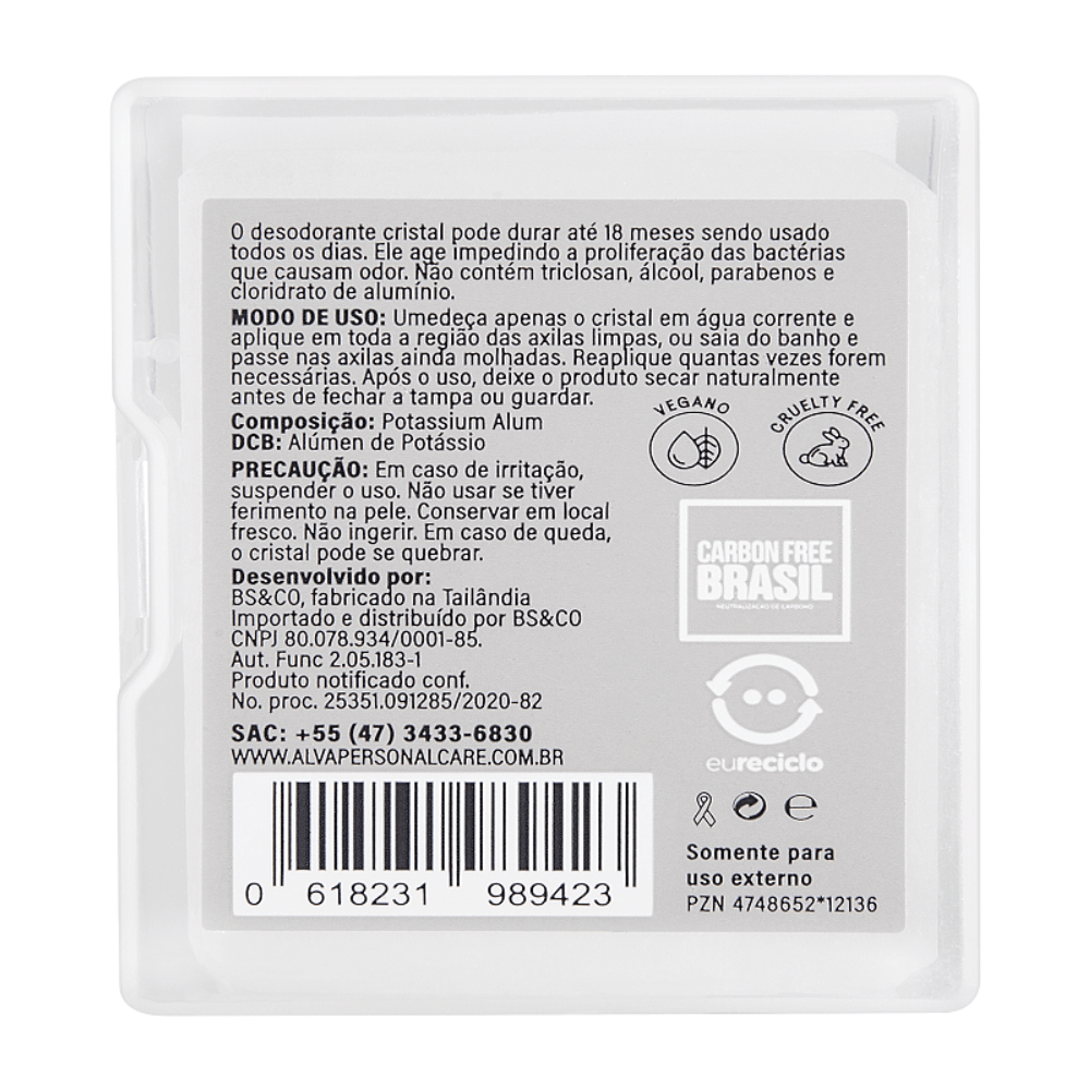 Desodorante Stick Alva Pedra Cristal Sensitive 90g