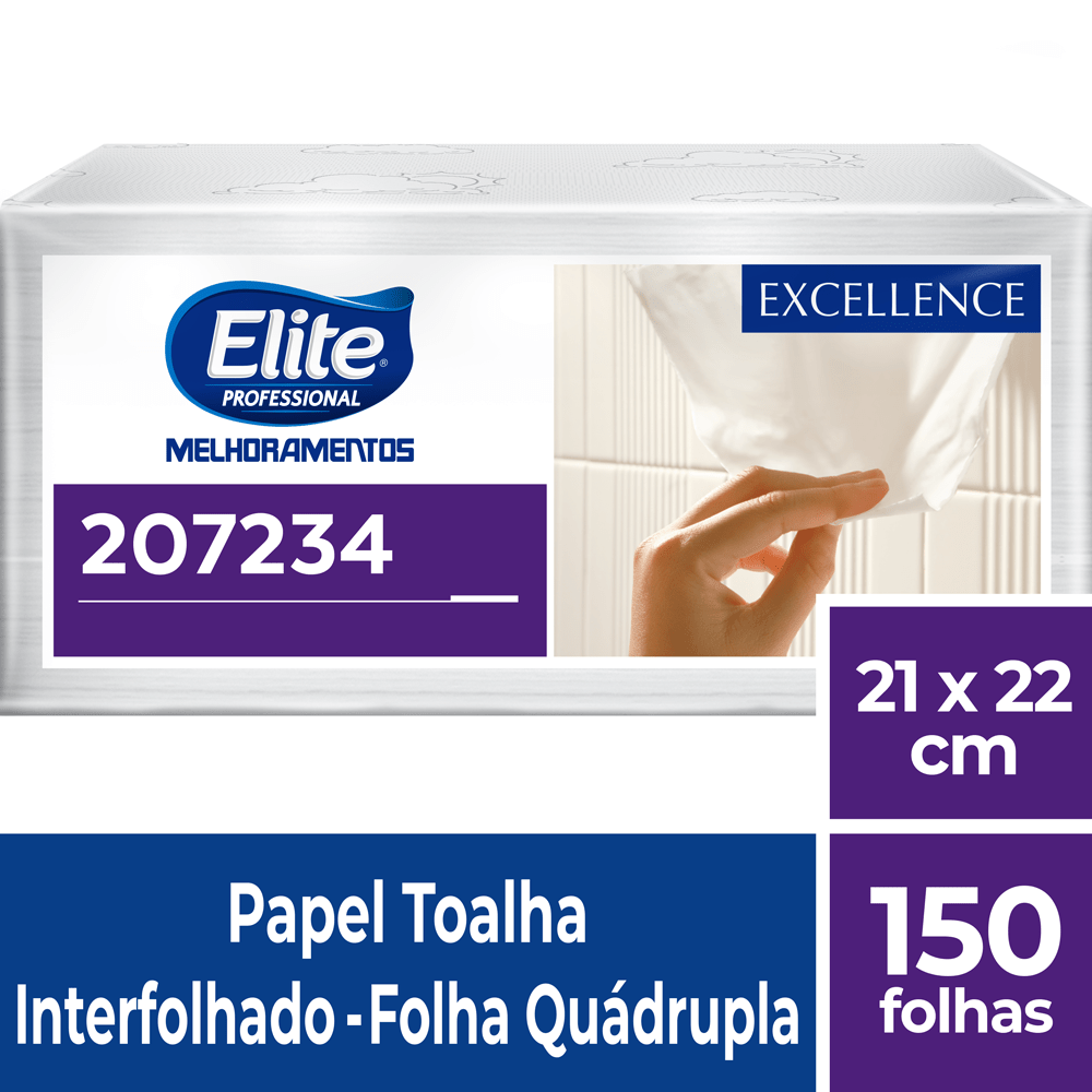Papel Toalha Interfolhada Elite com 150 Folhas Quádruplas