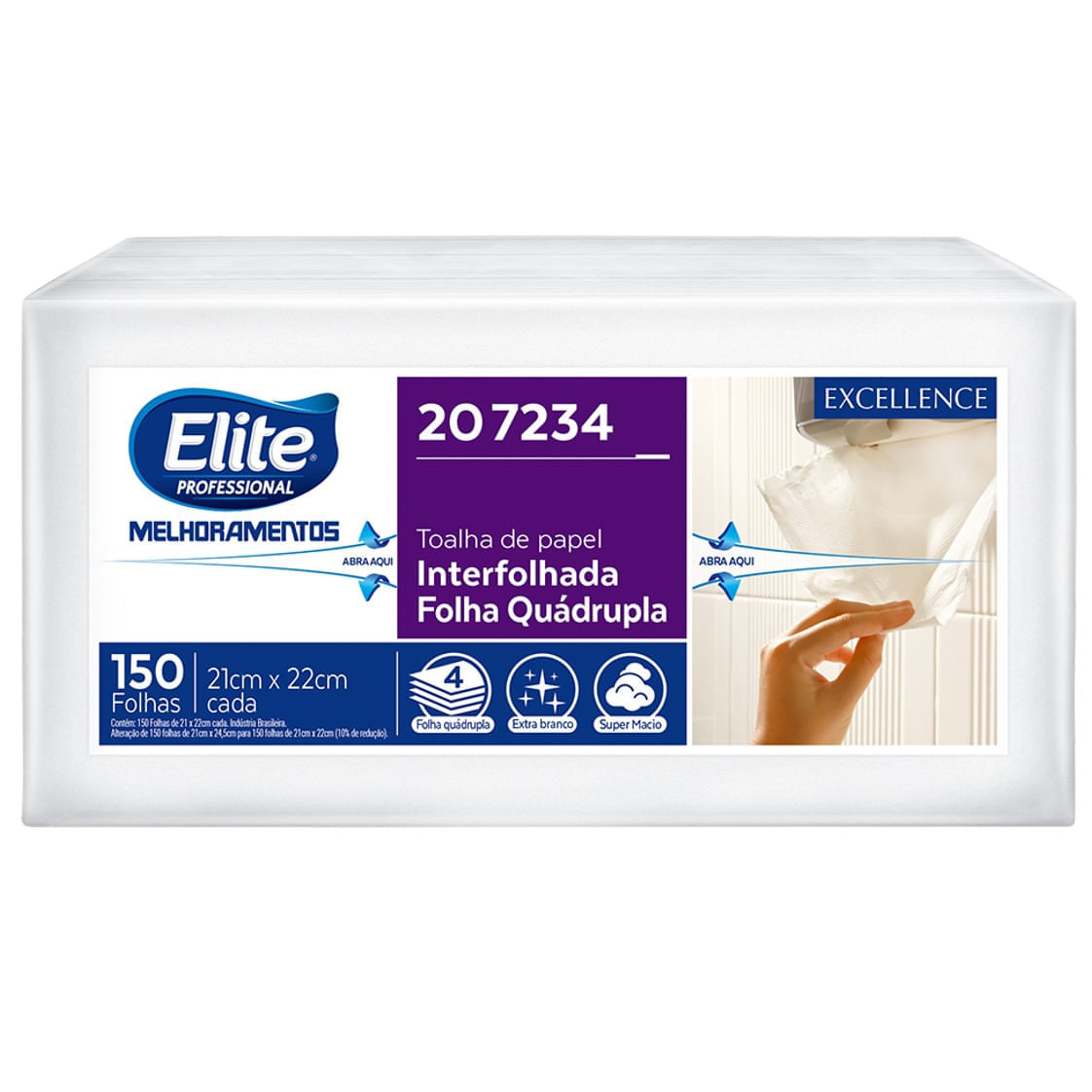 Kit Papel Toalha Interfolhada Elite com 1.350 Folhas Quádruplas