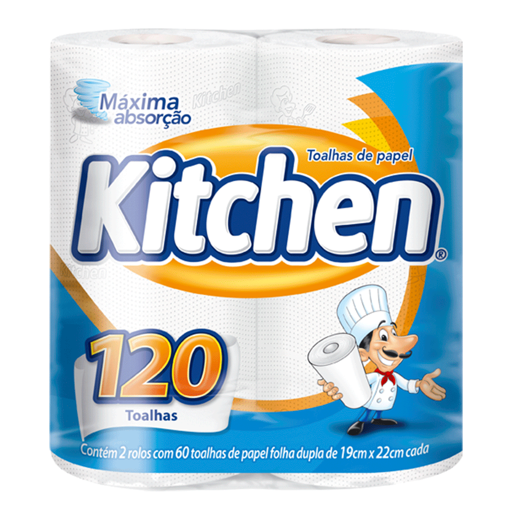 Kit Papel Toalha Folha Dupla Kitchen com 600 Folhas