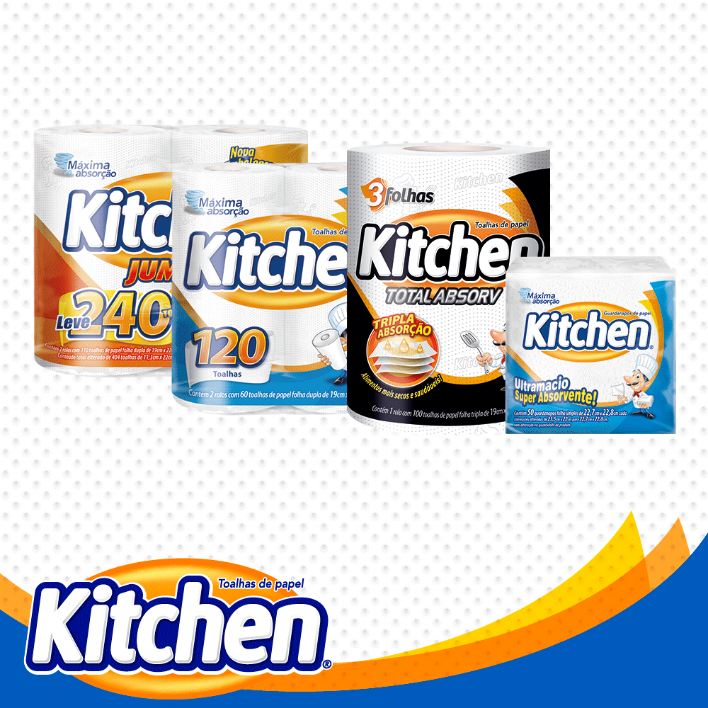 Kit Papel Toalha Folha Dupla Kitchen com 600 Folhas