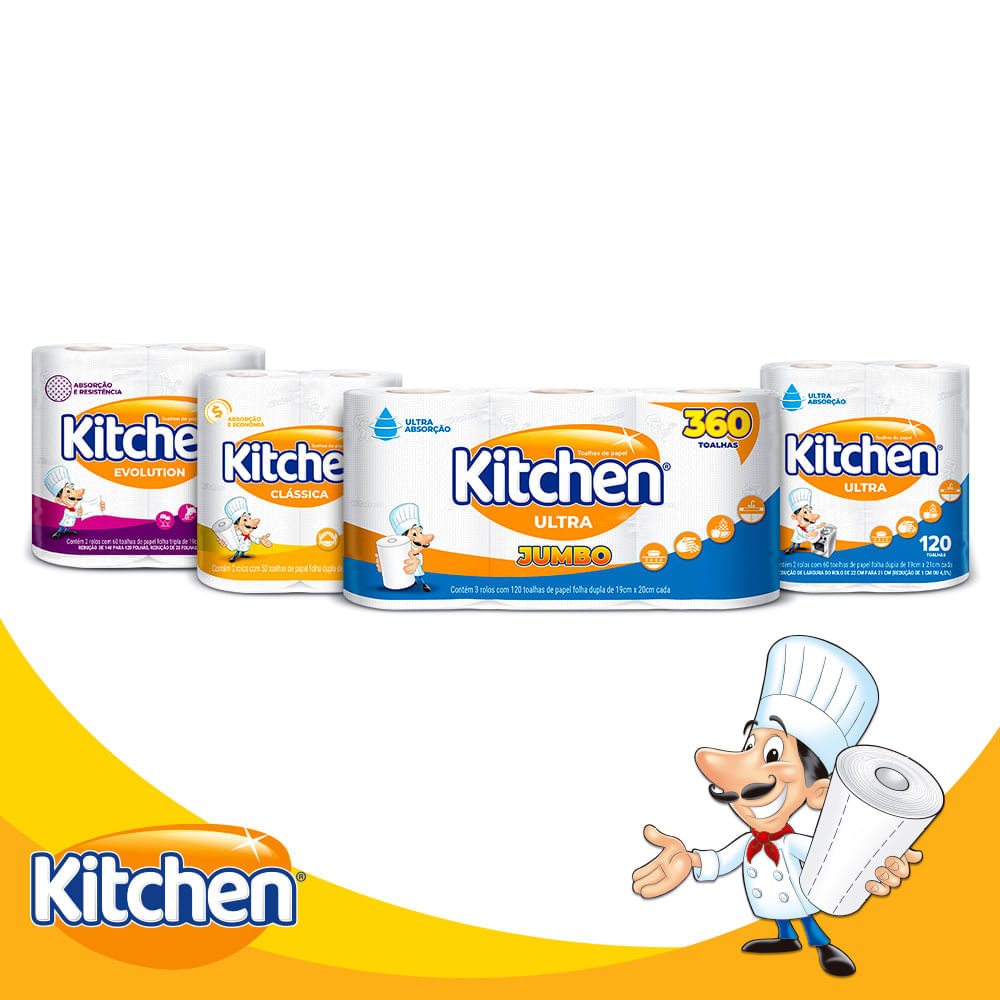 Papel Toalha Kitchen Folha Tripla Evolution com 120 Folhas