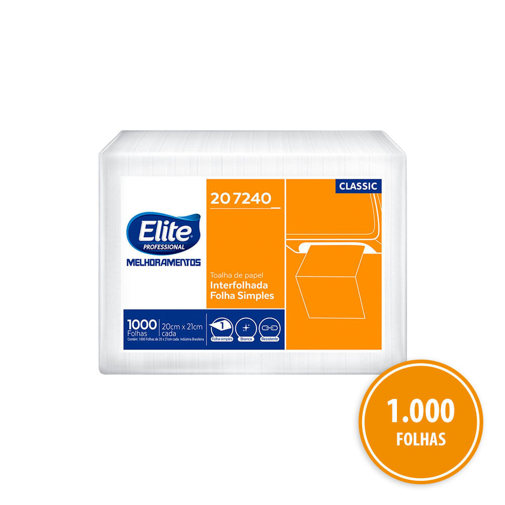 Toalha Classic Interfolhada Elite com 1.000 Folhas Simples