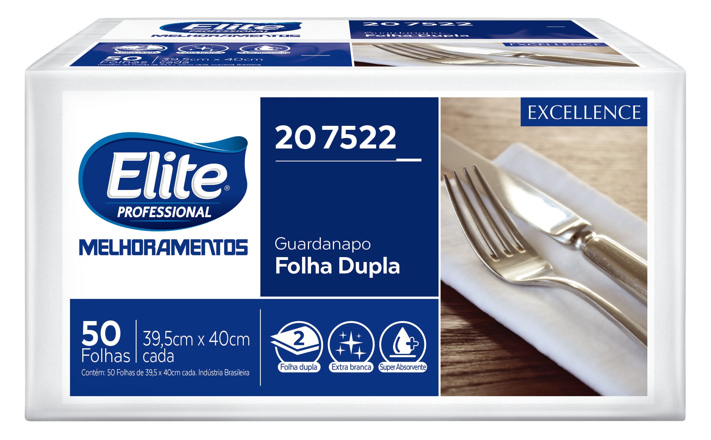 Kit Guardanapo Folha Dupla Elite Excellence Com 1.500 Folhas