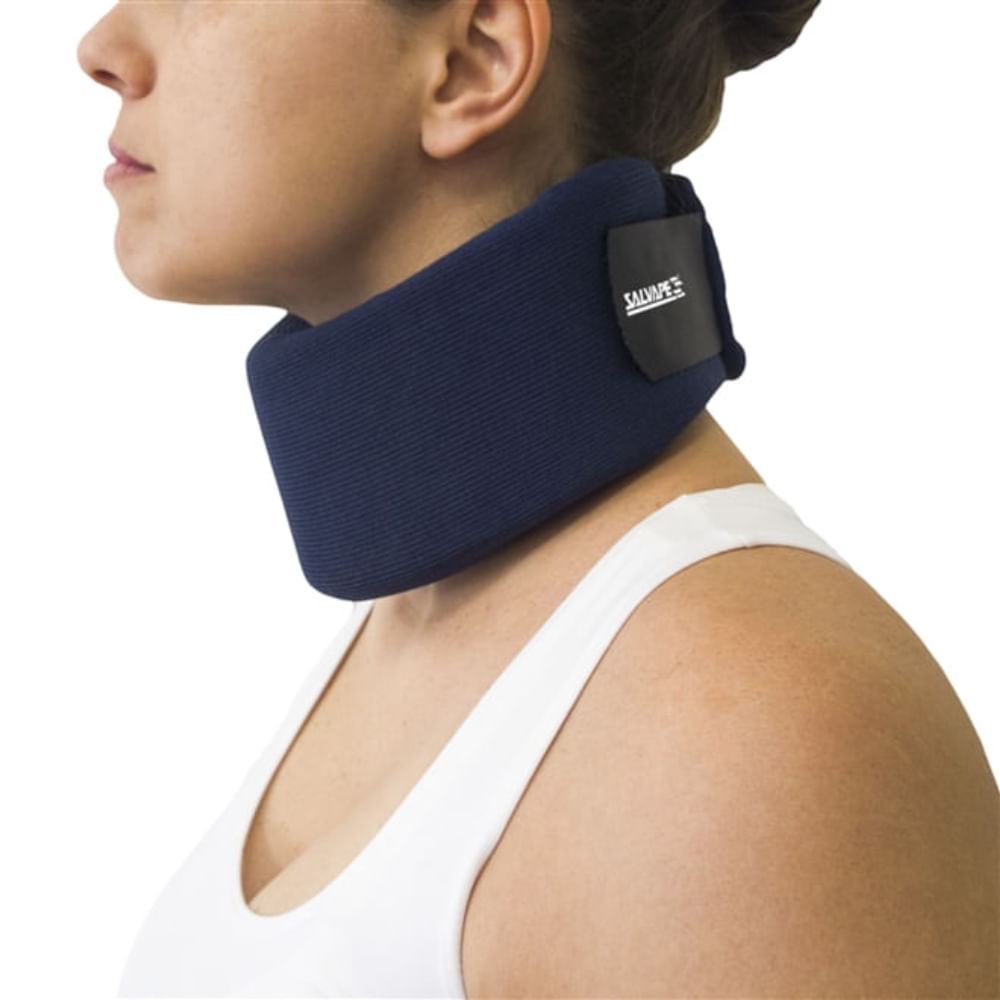 Colar Cervical Espuma com Reforço Interno Azul Tamanho G SalvaPé