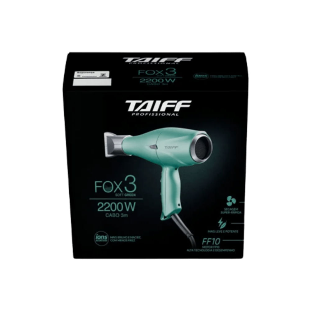 Secador de Cabelo Taiff Fox Ion 3 Soft Green 127V 2200W