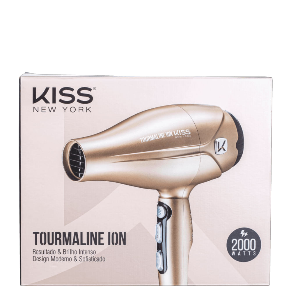 Secador de Cabelo Kiss New York Tourmaline Ion 220V Dourado