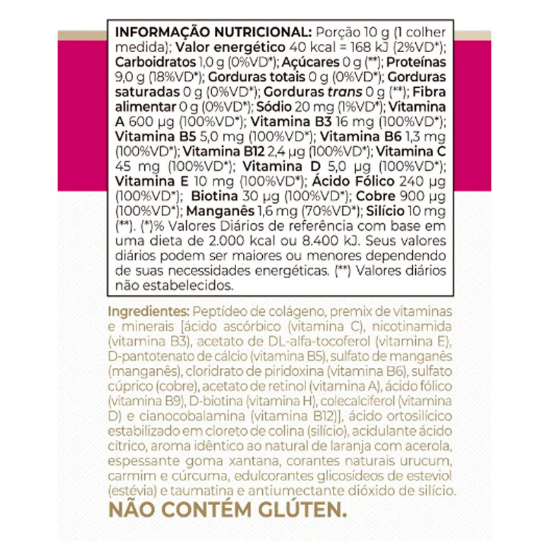Suplemento Colagentek Laranja com Acerola Vitafor 300g