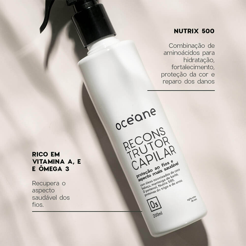 Kit Reconstrutor Capilar + Óleo Finalizador + Escova de Cabelo Océane