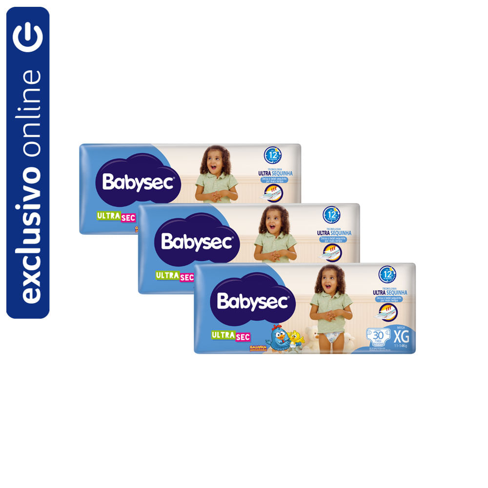 Kit Fralda Babysec Ultrasec XG com 90 Unidades